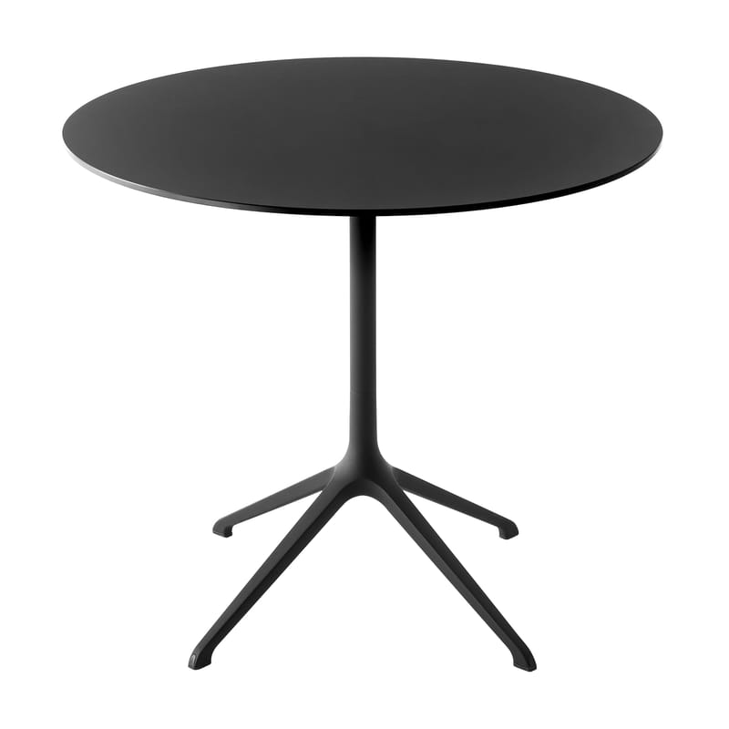 Outdoor - Garden Tables - Elephant Foldable table plastic material black Ø 90 cm - Kristalia - Noir - Lacquered aluminium, Laminate