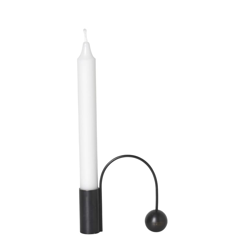 Dekoration - Kerzen, Kerzenleuchter und Windlichter - Kerzenleuchter Balance metall schwarz / für Stabkerzen - Ferm Living - Schwarz - Brüniertes Messing