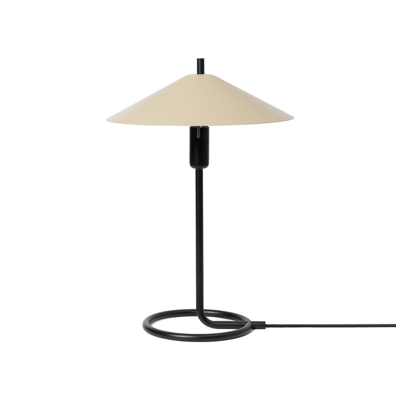 Luminaire - Lampes de table - Lampe de table Filo métal beige / Abat-jour rond - Ferm Living - Beige Cachemire - Fer