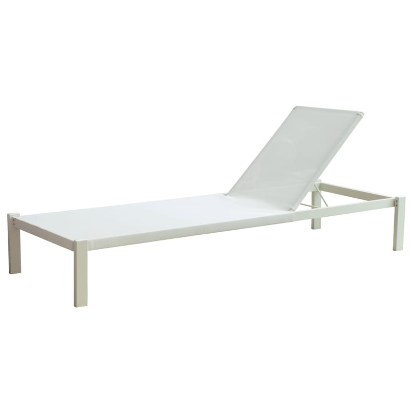 Outdoor - Sonnenliegen, Liegestühle und Hängematten - Schrägstellbarer, stapelbarer Liegestuhl Shine metall weiß / mit Textilbespannung - verstellbare Rückenlehne - Emu - Weiß / Bespannung weiß - gefirnister Stahl, Leinen