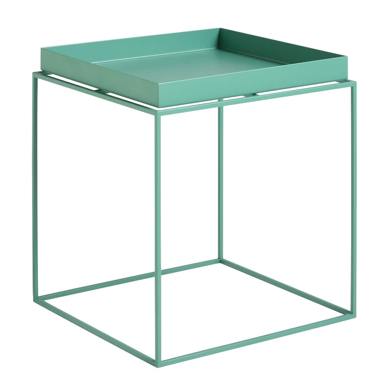 Mobilier - Tables basses - Table basse Tray métal vert / H 40 cm - 40 x 40 cm / Carré - Hay - Vert Menthe - Acier laqué