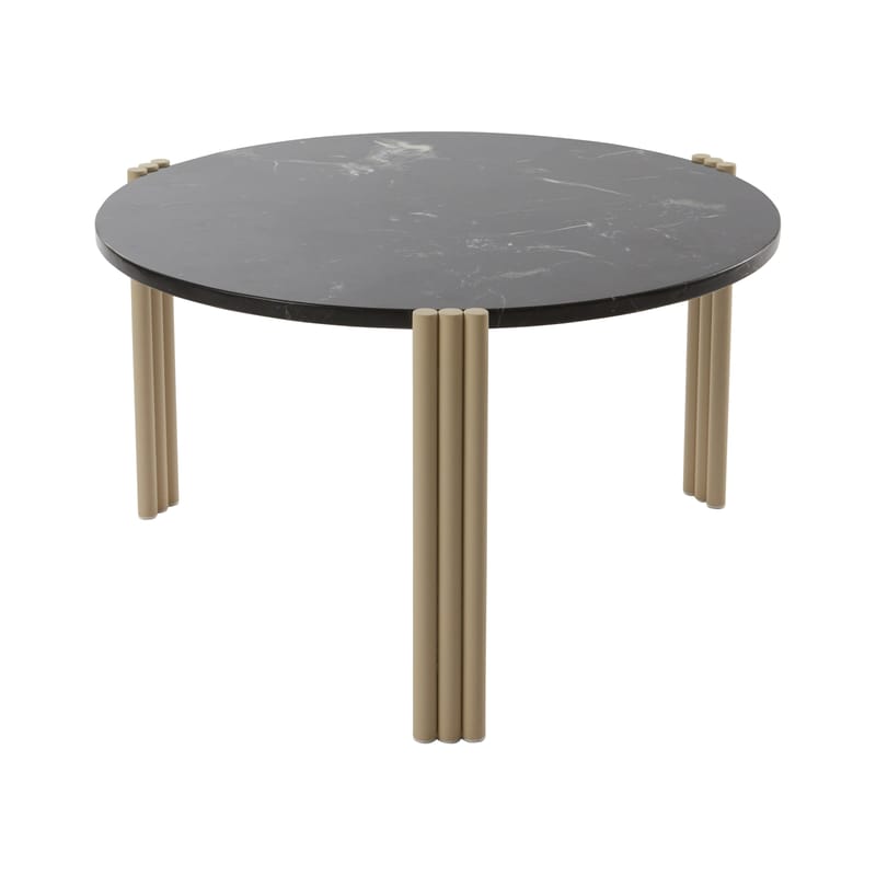 Mobilier - Tables basses - Table basse Tribus pierre noir / Ø 60 x H 35 cm - Marbre - AYTM - Marbre noir / Sable - Acier, Marbre