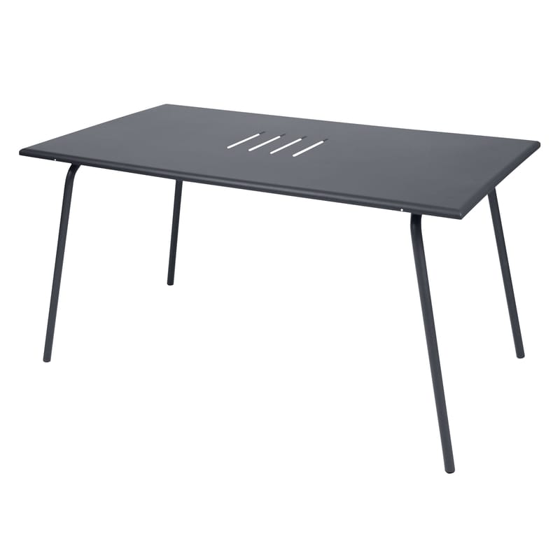 Jardin - Tables de jardin - Table rectangulaire Monceau métal gris noir / 146 x 80 cm - 6 personnes - Fermob - Carbone - Acier peint