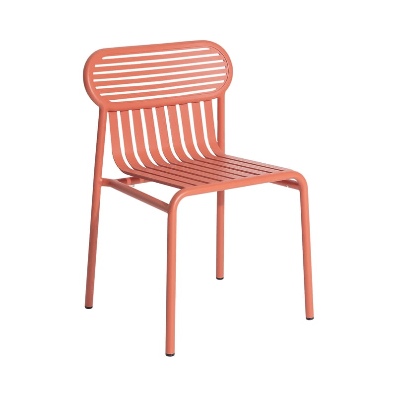 Mobilier - Chaises, fauteuils de salle à manger - Chaise empilable Week-end métal orange / Aluminium - Petite Friture - Corail - Aluminium