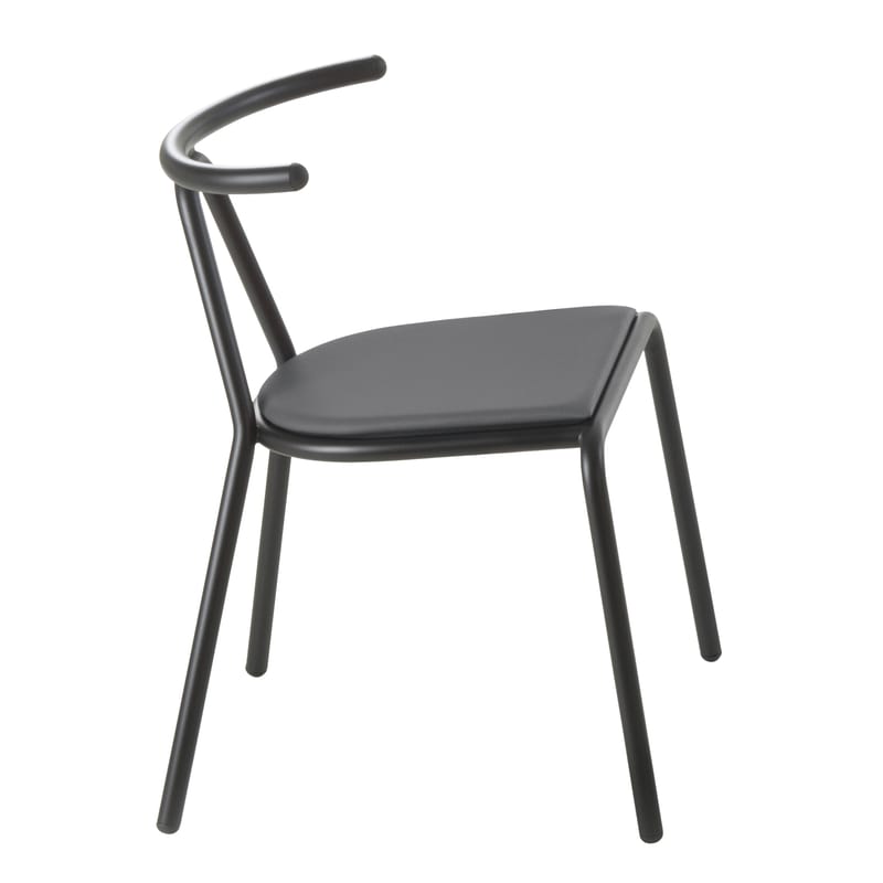 Mobilier - Chaises, fauteuils de salle à manger - Chaise rembourrée Toro métal tissu noir / rembourrée - B-LINE - Assise tissu / Noir - Acier verni, Mousse polyuréthane, Tissu