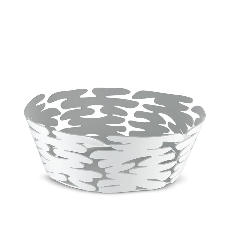 Table et cuisine - Corbeilles, centres de table - Corbeille Barket métal blanc / Ø 18 cm - Alessi - Blanc - Acier verni