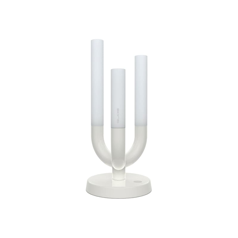 Luminaire - Lampes de table - Lampe extérieur sans fil rechargeable Luna LED métal blanc - Slide - Blanc - Aluminium peint, Plexiglas