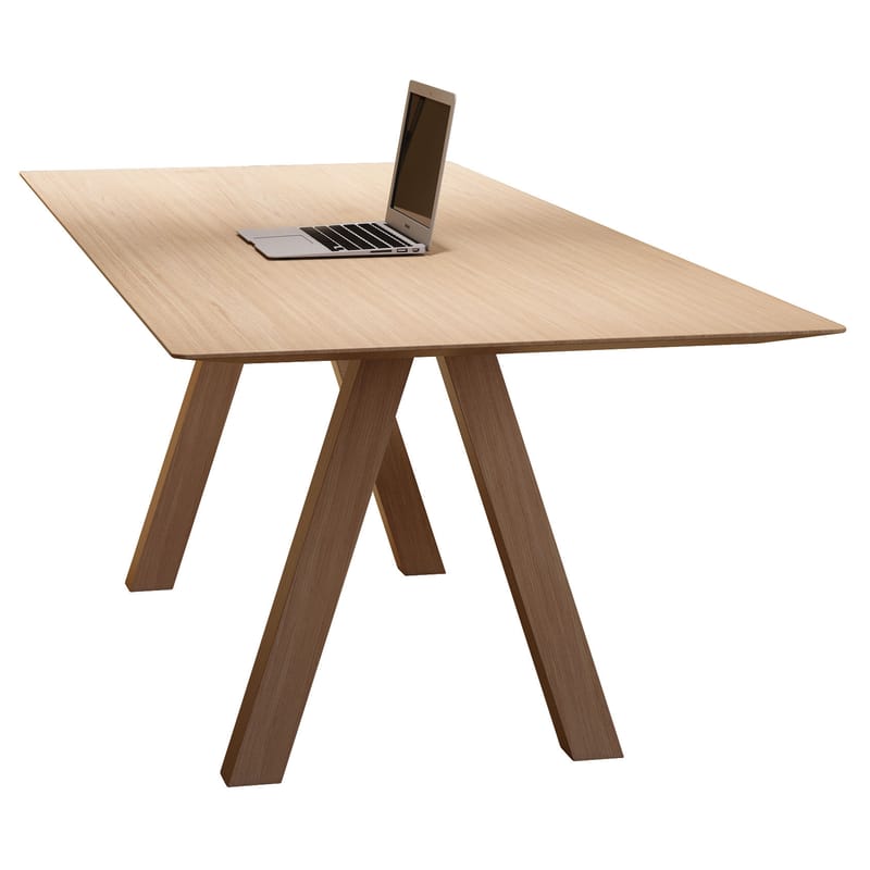 Furniture - Dining Tables - Tresle Rectangular table natural wood / 240 x 90 cm - Viccarbe - Natural Oak - MDF veneer oak, Solid oak