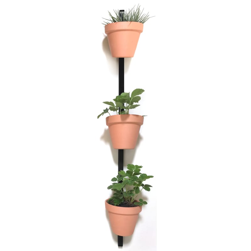 Décoration - Pots et plantes - Support mural XPOT bois noir / Pour 3 pots de fleurs ou étagères - H 150 cm - Compagnie - Noir profond - Chêne massif verni