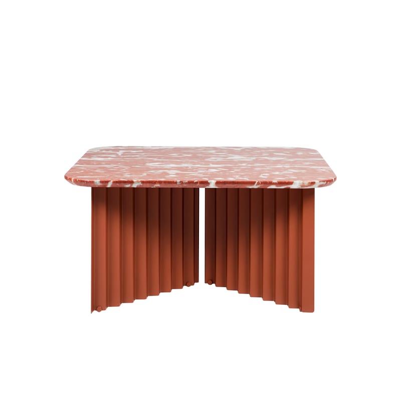 Mobilier - Tables basses - Table basse Plec pierre rouge / Marbre - 70 x 70 x H 35,6 cm - RS BARCELONA - Terracotta - Acier, Marbre