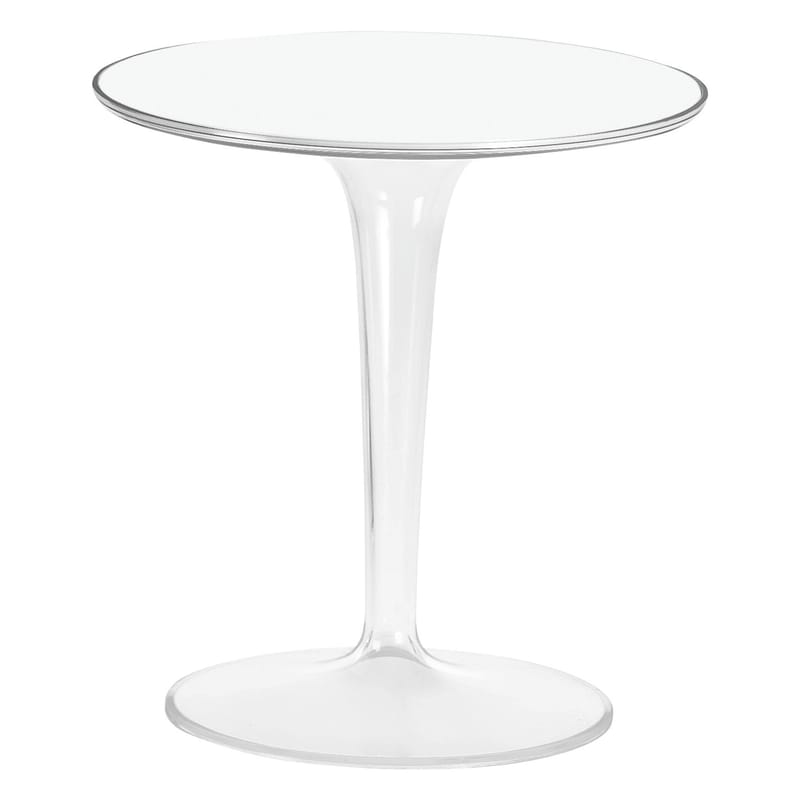 Mobilier - Tables basses - Table d\'appoint Tip Top plastique blanc / Plateau PMMA - Kartell - Laqué blanc / Pied cristal - PMMA