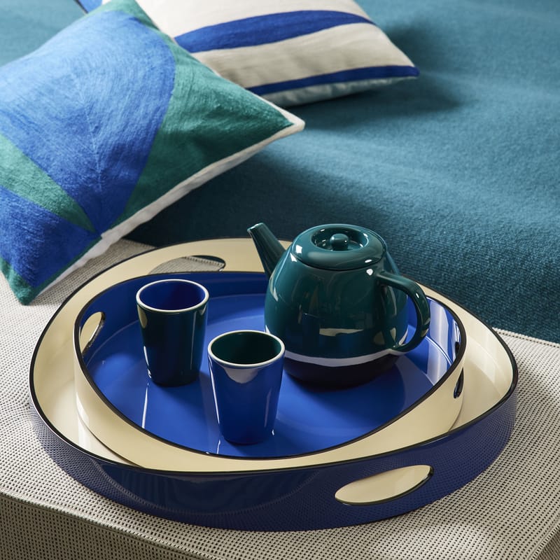 Blue wooden tray on sale