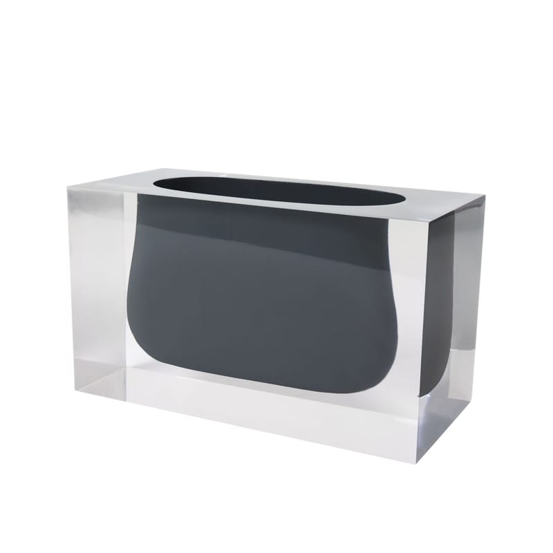 Décoration - Vases - Vase Bel Air Gorge plastique gris / Rectangle H 12 cm - Jonathan Adler - Fumé / Transparent - Acrylique