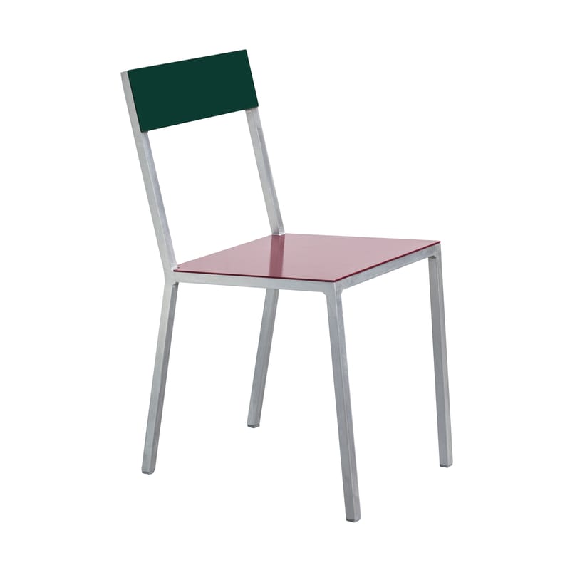 Mobilier - Chaises, fauteuils de salle à manger - Chaise Alu Chair métal rouge vert violet / Aluminium - valerie objects - Assise Bordeaux / Dossier vert foncé - Aluminium