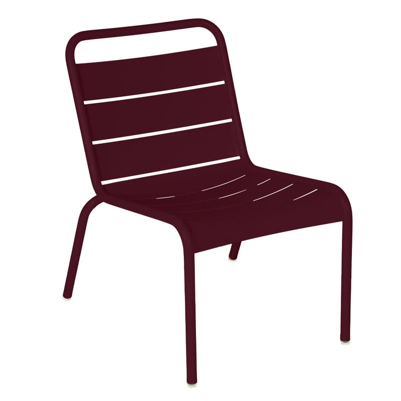 Mobilier - Fauteuils - Chaise lounge Luxembourg métal violet / Assise basse - Fermob - Cerise noire - Aluminium