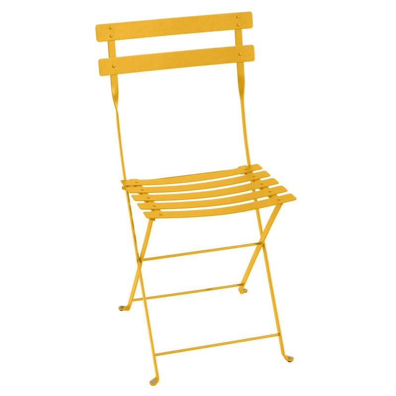 Mobilier - Chaises, fauteuils de salle à manger - Chaise pliante Bistro métal jaune - Fermob - Miel texturé - Acier laqué