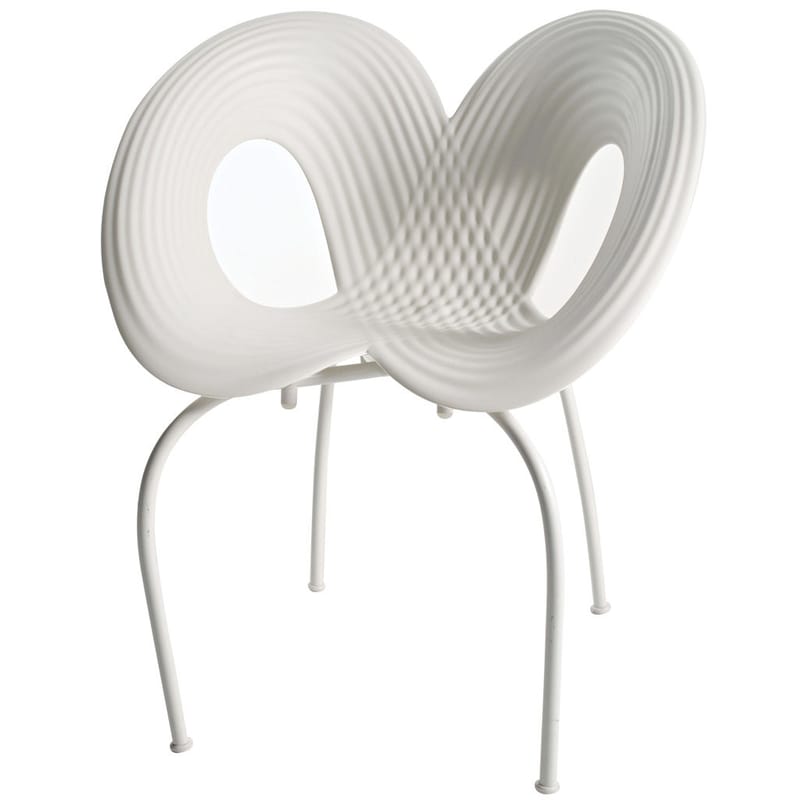 Mobilier - Chaises, fauteuils de salle à manger - Fauteuil empilable Ripple chair plastique blanc - Moroso - Coque blanche / pieds blancs - Acier verni, Polypropylène