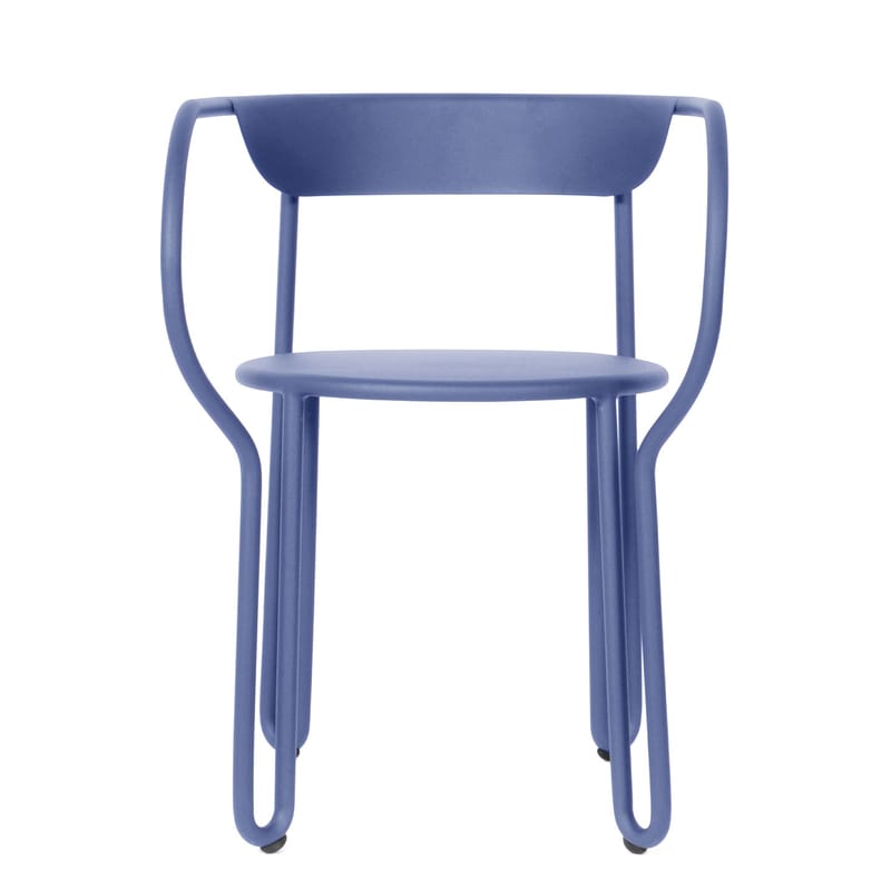 Mobilier - Chaises, fauteuils de salle à manger - Fauteuil Huggy métal bleu / Aluminium - Maiori - Bleu aube - Aluminium laqué époxy