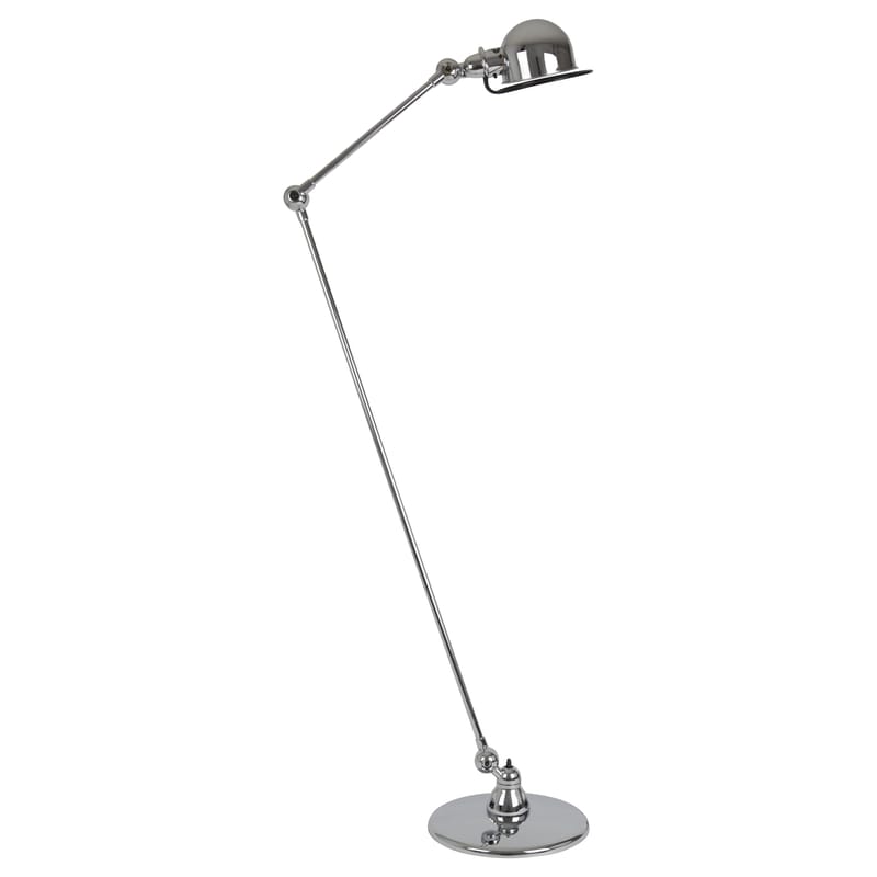 Luminaire - Lampadaires - Lampadaire Loft céramique métal / 2 bras articulés - H max 160 cm - Jieldé - Chromé brillant - Acier inoxydable chromé, Porcelaine