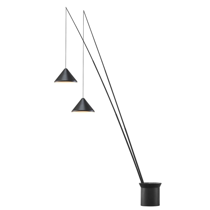 Luminaire - Lampadaires - Lampadaire North LED métal noir / 2 abat-jours réglables - Ø 40 cm - Vibia - Ø 40 cm / Graphite mat - Acier, Aluminium, Fibre de carbone