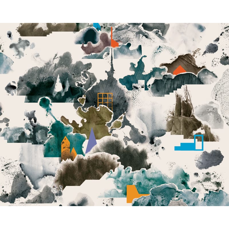 Décoration - Stickers, papiers peints & posters - Papier peint panoramique WallpaperLab Fog papier multicolore / 8 lés - L 372 x H 300 cm - Domestic - Fog / Multicolore - Papier intissé