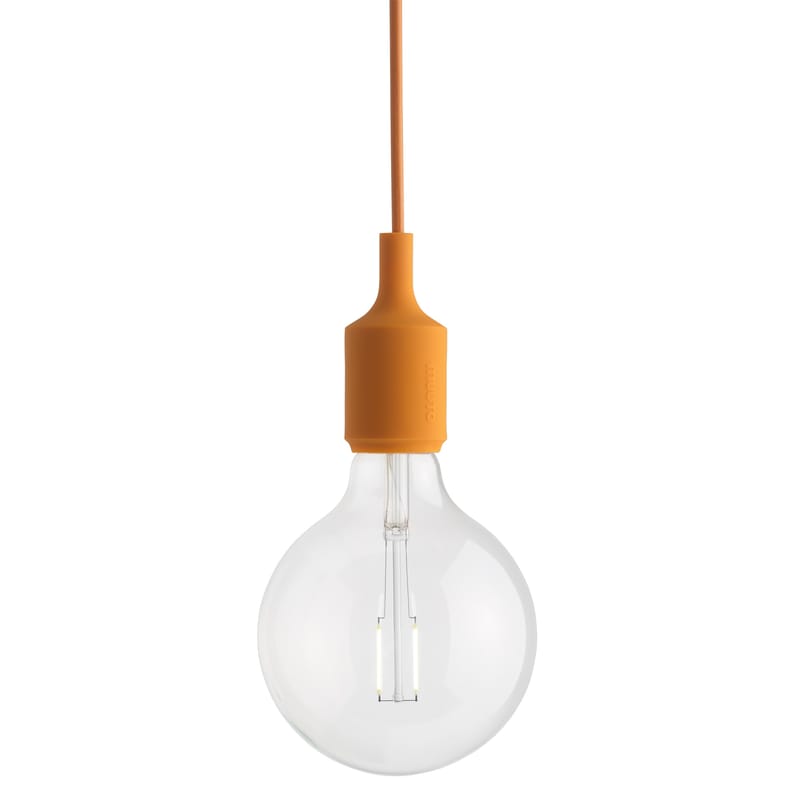 Luminaire - Suspensions - Suspension E27 plastique orange / Silicone - Ampoule incluse - Muuto - Orange clair - Silicone