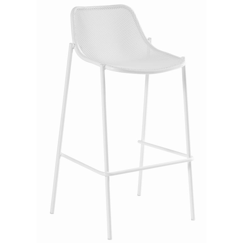Mobilier - Tabourets de bar - Chaise de bar Round métal blanc / H 78 cm - Emu - Blanc - Acier
