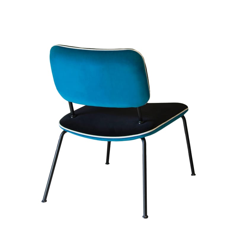 Möbel - Lounge Sessel - Gepolsterter Sessel Double jeu textil blau / Velours - Maison Sarah Lavoine - Blau Sarah / Schwarz - Schaumstoff, thermolackierter Stahl, Velours