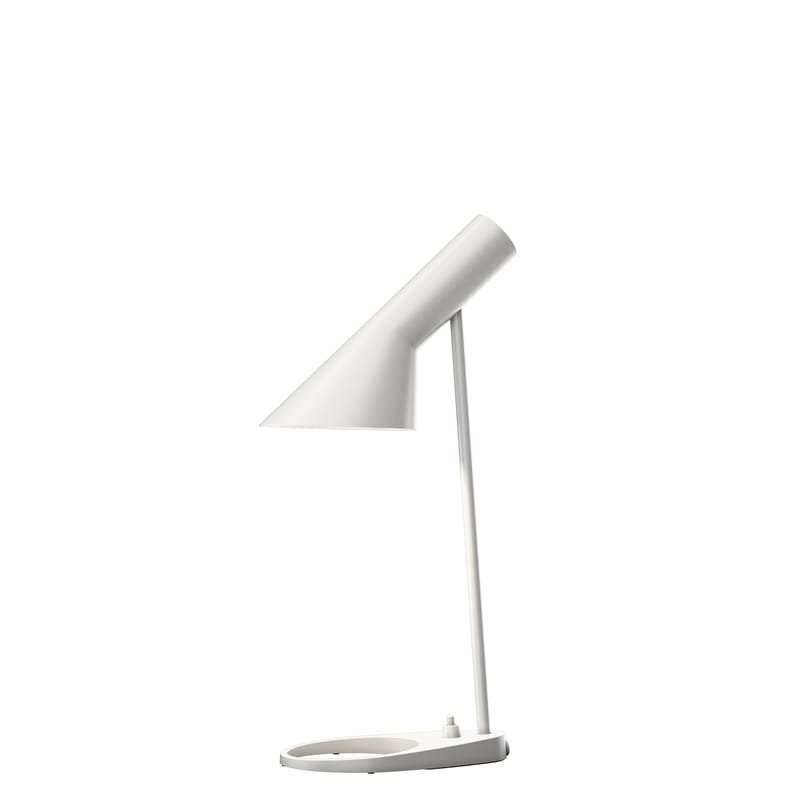 Luminaire - Lampes de table - Lampe de table AJ Mini métal blanc / H 43 cm - Orientable / Arne Jacobsen, 1957 - Louis Poulsen - Blanc - Acier, Zinc