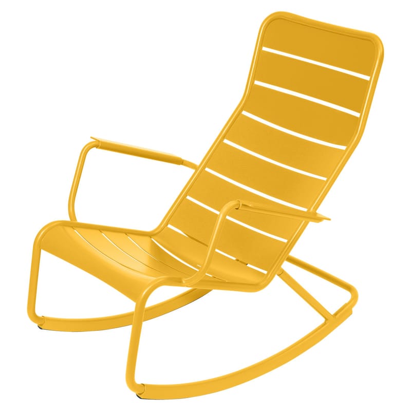 Mobilier - Fauteuils - Rocking chair Luxembourg métal jaune / Aluminium - Fermob - Miel texturé - Aluminium laqué