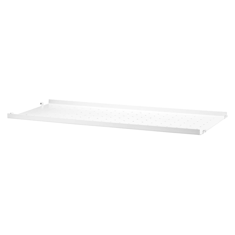 Furniture - Bookcases & Bookshelves - String® System Shelf metal white / Perforated metal, LOW edge - L 78 x D 30 cm - String Furniture - L 78 cm / White - Lacquered metal