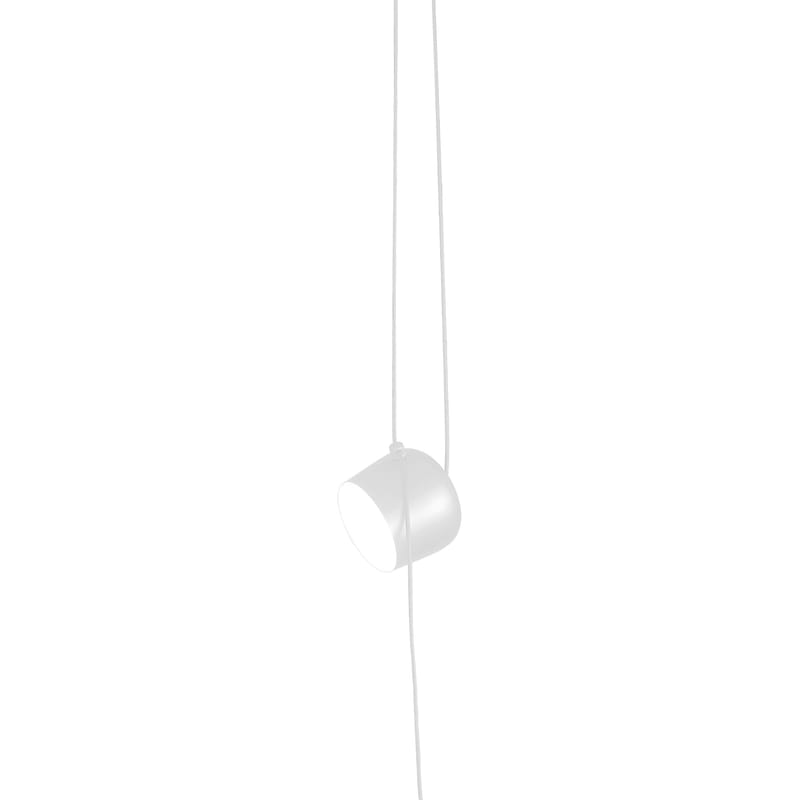 Illuminazione - Lampadari - Sospensione AIM Small metallo bianco LED / Da sospendere - Con cavo e presa - Ø 17 cm - Flos - Bianco - Alluminio, policarbonato