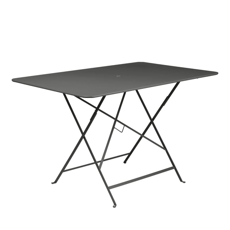 Jardin - Tables de jardin - Table pliante Bistro métal noir / 117 x 77 cm - 6 personnes - Trou parasol - Fermob - Réglisse - Acier peint