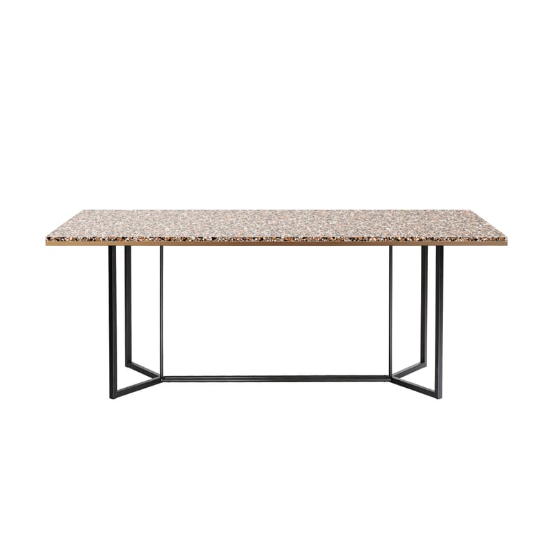 Mobilier - Tables - Table rectangulaire Terrazzo pierre orange / 190 x 90 cm - RED Edition - Ambre - Acier laqué, Bois, Laiton, Terrazzo