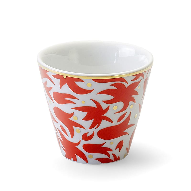 Tisch und Küche - Tassen und Becher - Tasse Fiamma keramik rot weiß gold / Ø 6,5 x H 6 cm - Bitossi Home - Floral - Porzellan