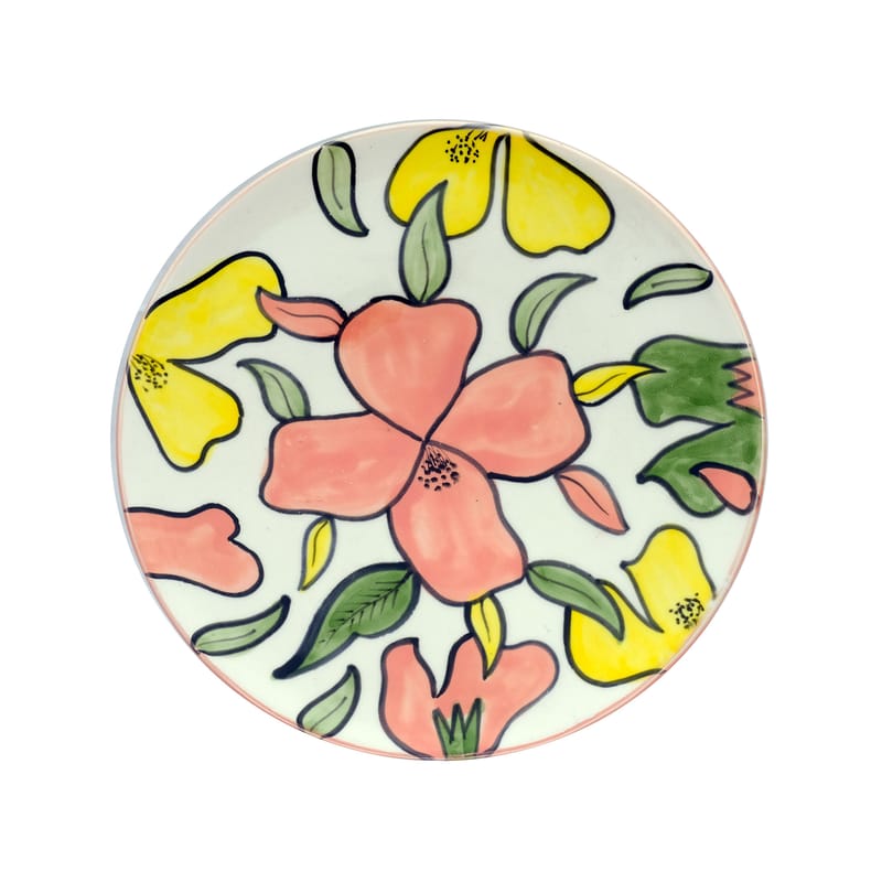 Table et cuisine - Assiettes - Assiette Flower céramique multicolore / Ø 28 cm - Fait main - POPUS EDITIONS - Multicolore - Céramique