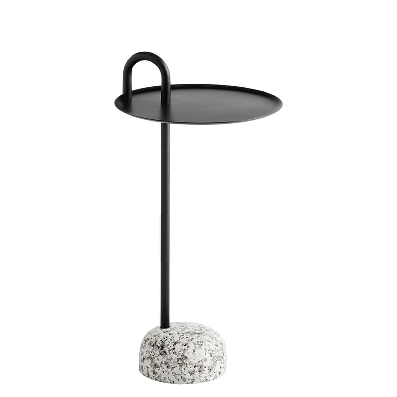 Möbel - Couchtische - Beistelltisch Bowler metall stein schwarz / Metall & Granit - Hay - Schwarz / Granit grau - Epoxid-lackierter Stahl, Granit