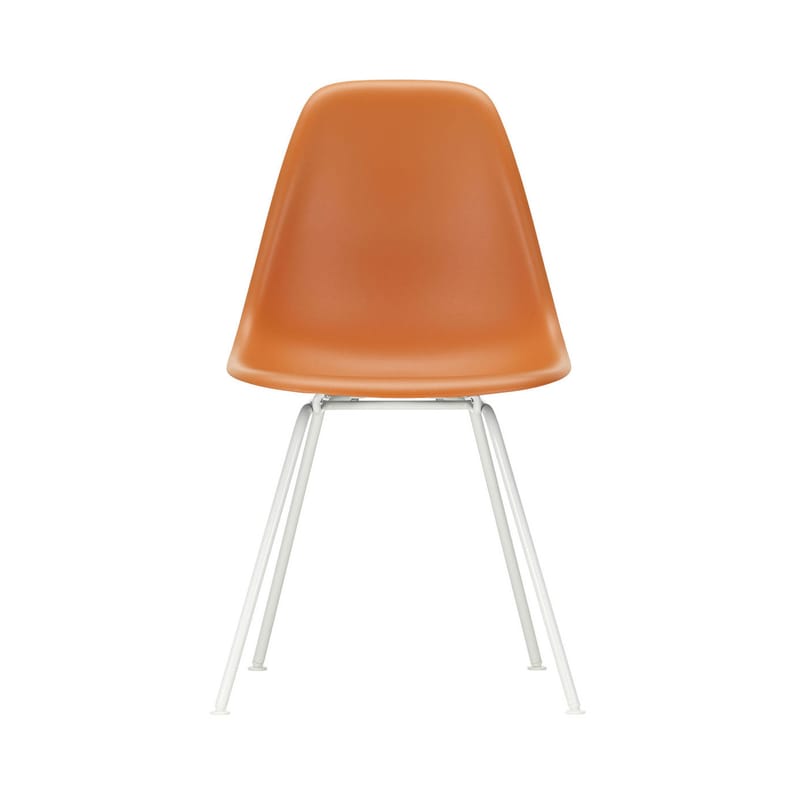 Mobilier - Chaises, fauteuils de salle à manger - Chaise DSX - Eames Plastic Side Chair plastique orange / (1950) - Pieds blancs - Vitra - Orange rouille / Pieds blancs - Acier laqué époxy, Polypropylène