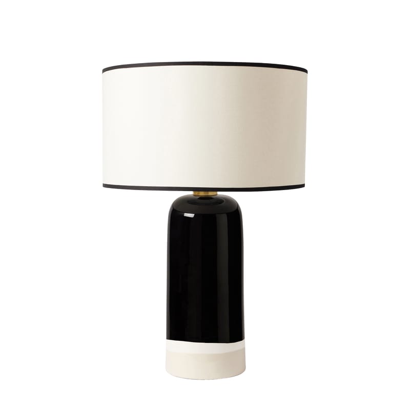 Luminaire - Lampes de table - Lampe de table Sicilia céramique noir / H 60 cm - Maison Sarah Lavoine - Noir & écru - Céramique, Coton