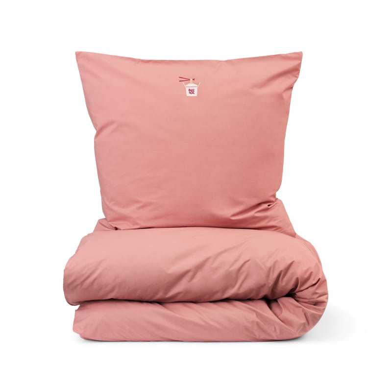 Décoration - Textile - Parure de lit 2 personnes Snooze tissu rose / 200 x 220 cm - Normann Copenhagen - Corail / Happy Hangover - Percale de coton OEKO-TEX