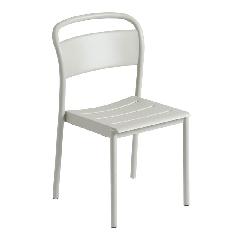 Möbel - Stühle  - Stapelbarer Stuhl Linear metall grau / Stahl - Muuto - Hellgrau - Pulverbeschichteter Stahl