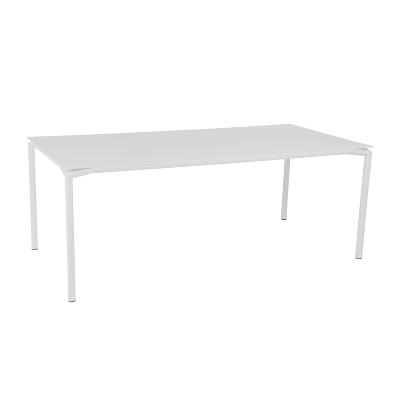 Jardin - Tables de jardin - Table rectangulaire Calvi métal blanc / 195 x 95 cm - Aluminium / 10 à 12 personnes - Plateau démontable - Fermob - Blanc coton - Aluminium peint