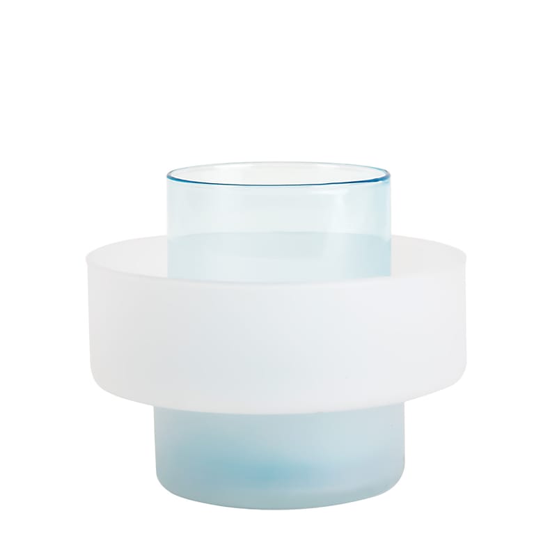 Décoration - Vases - Vase Benicia verre bleu - XL Boom - Bleu clair / Blanc - Verre soufflé bouche