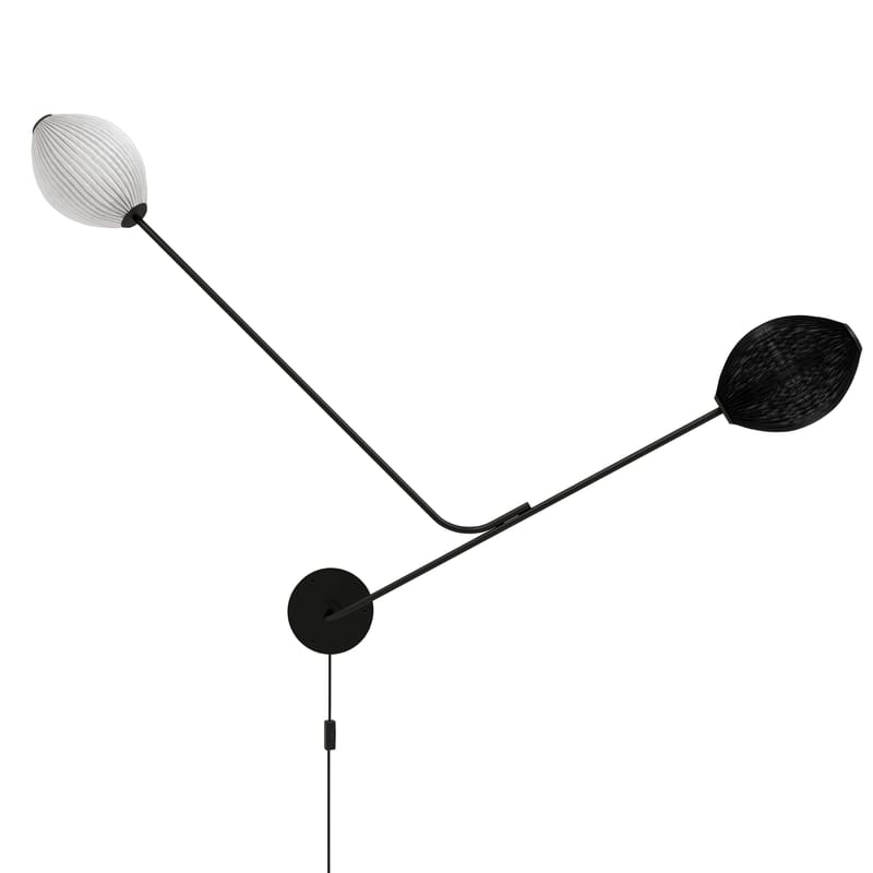 Luminaire - Appliques - Applique avec prise Satellite métal blanc noir / Matégot - Réédition 1953 / L 166 cm - Gubi - Noir & blanc - Acier inoxydable