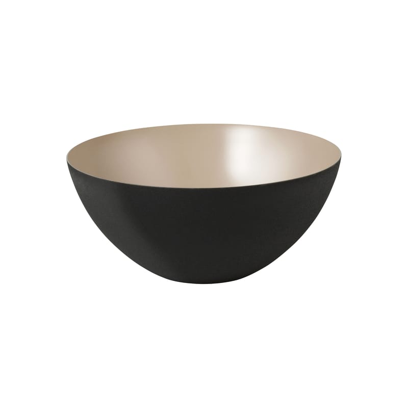 Table et cuisine - Saladiers, coupes et bols - Bol Krenit métal beige / Ø 16 x H 7,1 cm - Normann Copenhagen - Noir / Intérieur sable - Acier