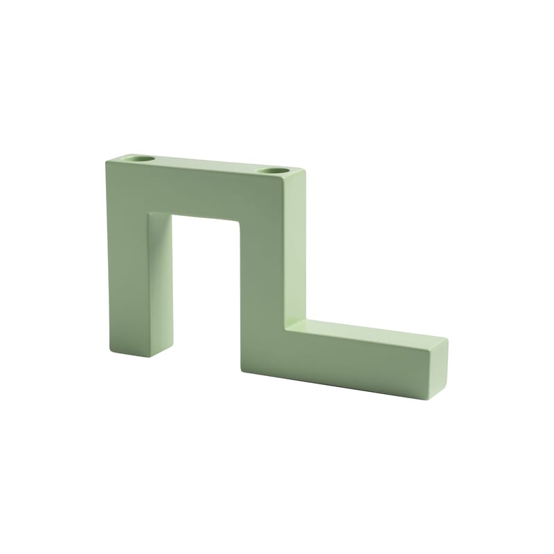 Interni - Candele, Portacandele, Lampade - Candeliere Tube Medium ceramica verde / L 24.5 x larg. 3.5 x H 14 cm - & klevering - menta verde - Ceramica