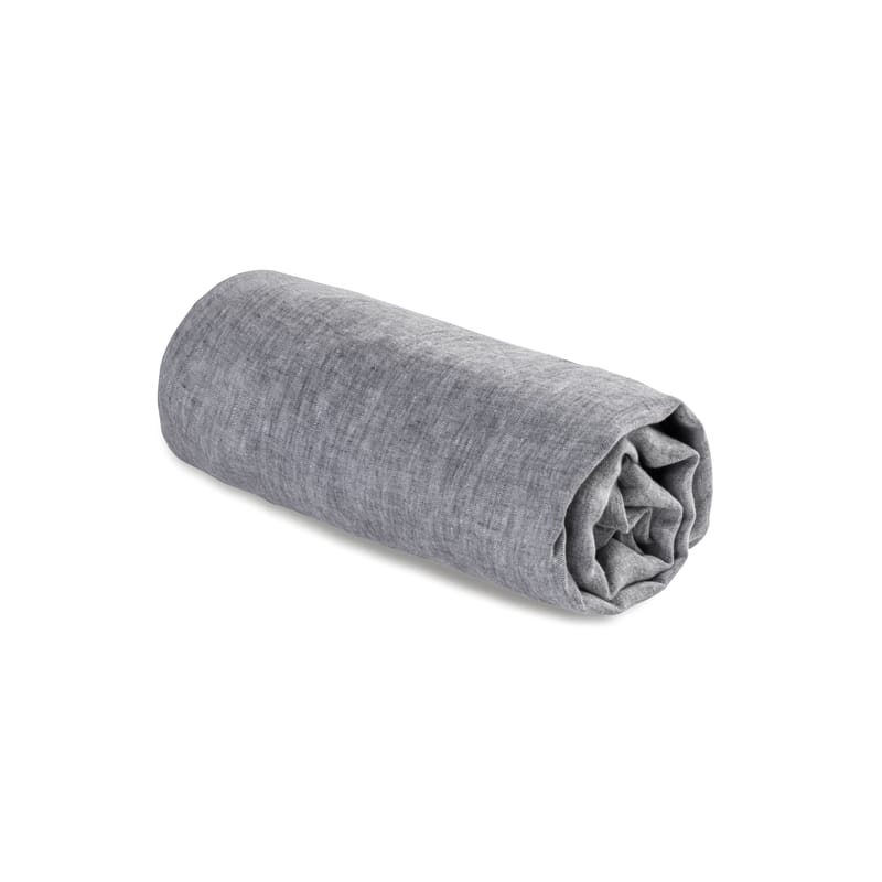 Décoration - Textile - Drap-housse 160 x 200 cm  tissu gris / Lin lavé - Au Printemps Paris - 160 x 200 cm / Chiné anthracite - Lin lavé