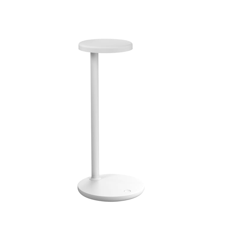 Luminaire - Lampes de table - Lampe de table Oblique QI LED métal blanc / prise USB-C et chargeur à induction - Flos - Blanc mat - Aluminium moulé sous pression