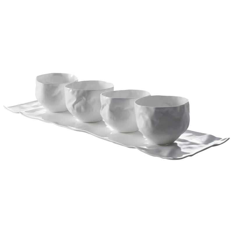 Table et cuisine - Tasses et mugs - Set vaisselle Adelaïde XIII céramique blanc / 1 plat + 4 bols / Xie Dong, 2008 - Driade - Blanc - Porcelaine Bone China