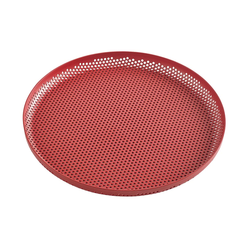 Tableware - Trays and serving dishes - perforated Tray metal red / Medium - Ø 26 cm - Hay - Red - Perforated aluminium